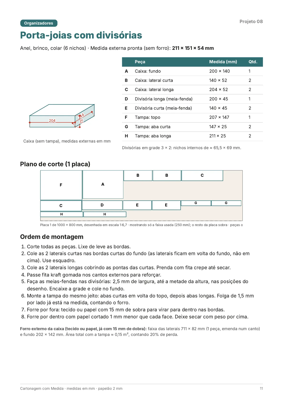 Página real do PDF Cartonagem com Medida: porta-joias